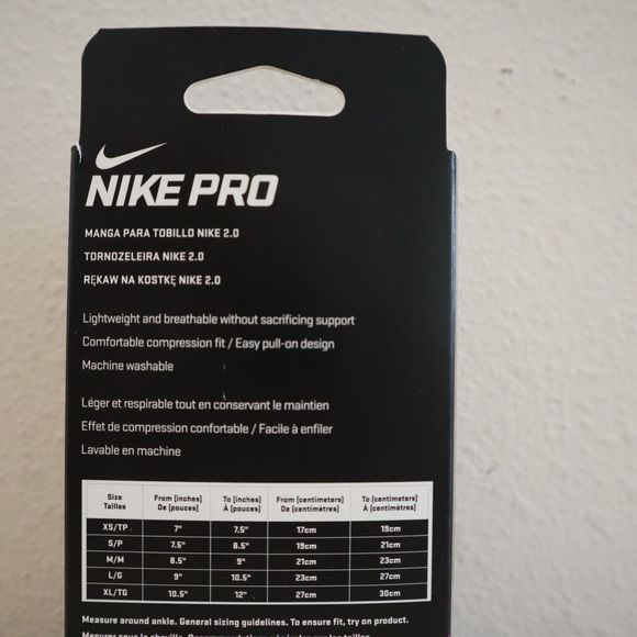 Nike Pro Unisex Sz XL Black Lightweight Compression Fit Support Ankle Sleeve 2.0 - Picture 2 of 4